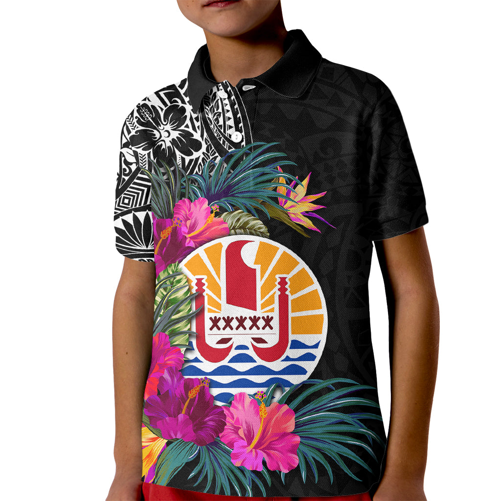 (Custom Personalised) Tahiti Island Kid Polo Shirt French Polynesian Tropical LT9 Kid Black - Polynesian Pride
