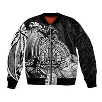 Polynesian Tahiti Island Bomber Jacket The Wave of Water - Black LT9 Unisex Black - Polynesian Pride