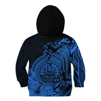 Polynesian Tahiti Island Kid Hoodie The Wave of Water - Blue LT9 Zip Hoodie Blue - Polynesian Pride
