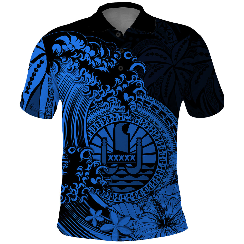 Polynesian Tahiti Island Polo Shirt The Wave of Water Blue LT9 Blue - Polynesian Pride
