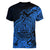 Polynesian Tahiti Island Women V Neck T Shirt The Wave of Water - Blue LT9 - Polynesian Pride