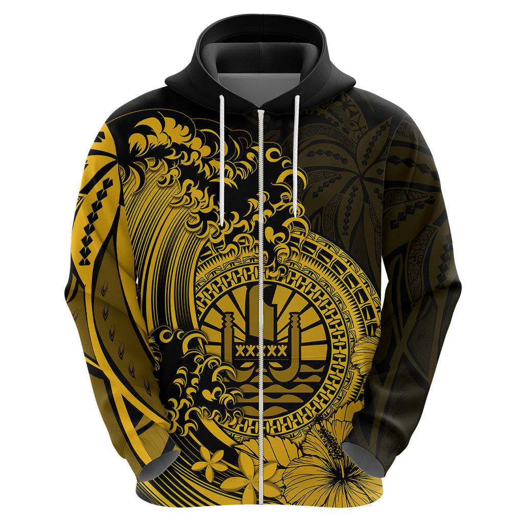 Polynesian Tahiti Island Hoodie The Wave of Water Gold LT9 - Polynesian Pride