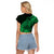 Polynesian Tahiti Island Raglan Cropped T Shirt The Wave of Water - Green LT9 - Polynesian Pride