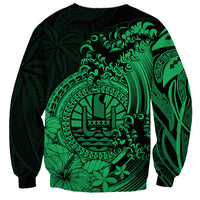Polynesian Tahiti Island Sweatshirt The Wave of Water - Green LT9 - Polynesian Pride