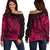 Polynesian Tahiti Island Off Shoulder Sweater The Wave of Water - Pink LT9 Women Pink - Polynesian Pride