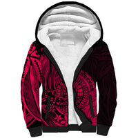 Polynesian Tahiti Island Sherpa Hoodie The Wave of Water - Pink LT9 Unisex Pink - Polynesian Pride