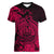 Polynesian Tahiti Island Women V Neck T Shirt The Wave of Water - Pink LT9 - Polynesian Pride