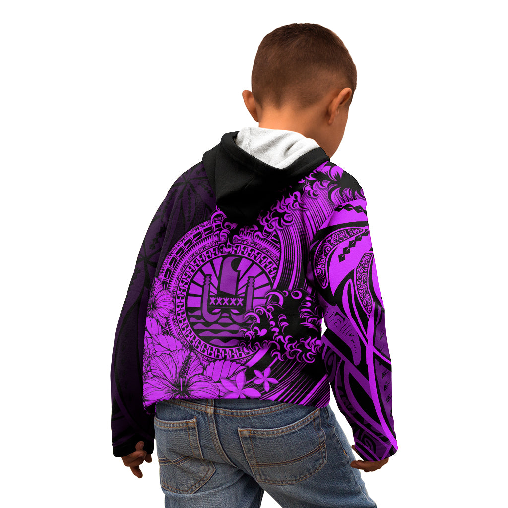 Polynesian Tahiti Island Kid Hoodie The Wave of Water - Purple LT9 - Polynesian Pride
