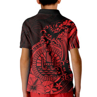 Polynesian Tahiti Island Kid Polo Shirt The Wave of Water - Red LT9 - Polynesian Pride