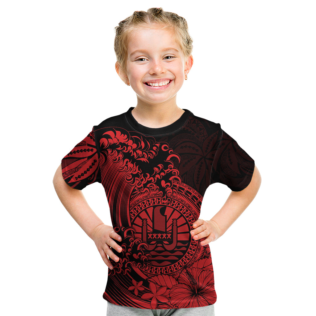 Polynesian Tahiti Island Kid T Shirt The Wave of Water - Red LT9 Youth XL Size14 - Polynesian Pride