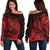 Polynesian Tahiti Island Off Shoulder Sweater The Wave of Water - Red LT9 Women Red - Polynesian Pride