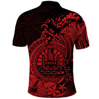 Polynesian Tahiti Island Polo Shirt The Wave of Water Red LT9 - Polynesian Pride