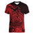 Polynesian Tahiti Island Women V Neck T Shirt The Wave of Water - Red LT9 - Polynesian Pride