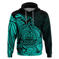 Polynesian Tahiti Island Hoodie The Wave of Water Turquoise LT9 - Polynesian Pride