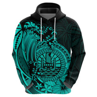 Polynesian Tahiti Island Hoodie The Wave of Water Turquoise LT9 - Polynesian Pride