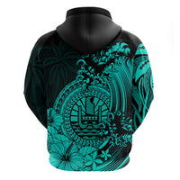 Polynesian Tahiti Island Hoodie The Wave of Water Turquoise LT9 - Polynesian Pride