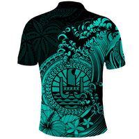 Polynesian Tahiti Island Polo Shirt The Wave of Water Turquoise LT9 - Polynesian Pride