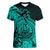 Polynesian Tahiti Island Women V Neck T Shirt The Wave of Water - Turquoise LT9 - Polynesian Pride