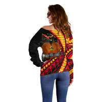 Papua New Guinea Off Shoulder Sweater The Greater Bird of Paradise LT9 - Polynesian Pride