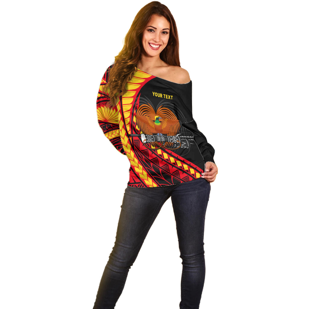 (Custom Personalised) Papua New Guinea Off Shoulder Sweater The Greater Bird of Paradise LT9 - Polynesian Pride