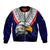 American Samoa Bomber Jacket Bald Eagle with Polynesian Pattern LT9 Unisex Blue - Polynesian Pride