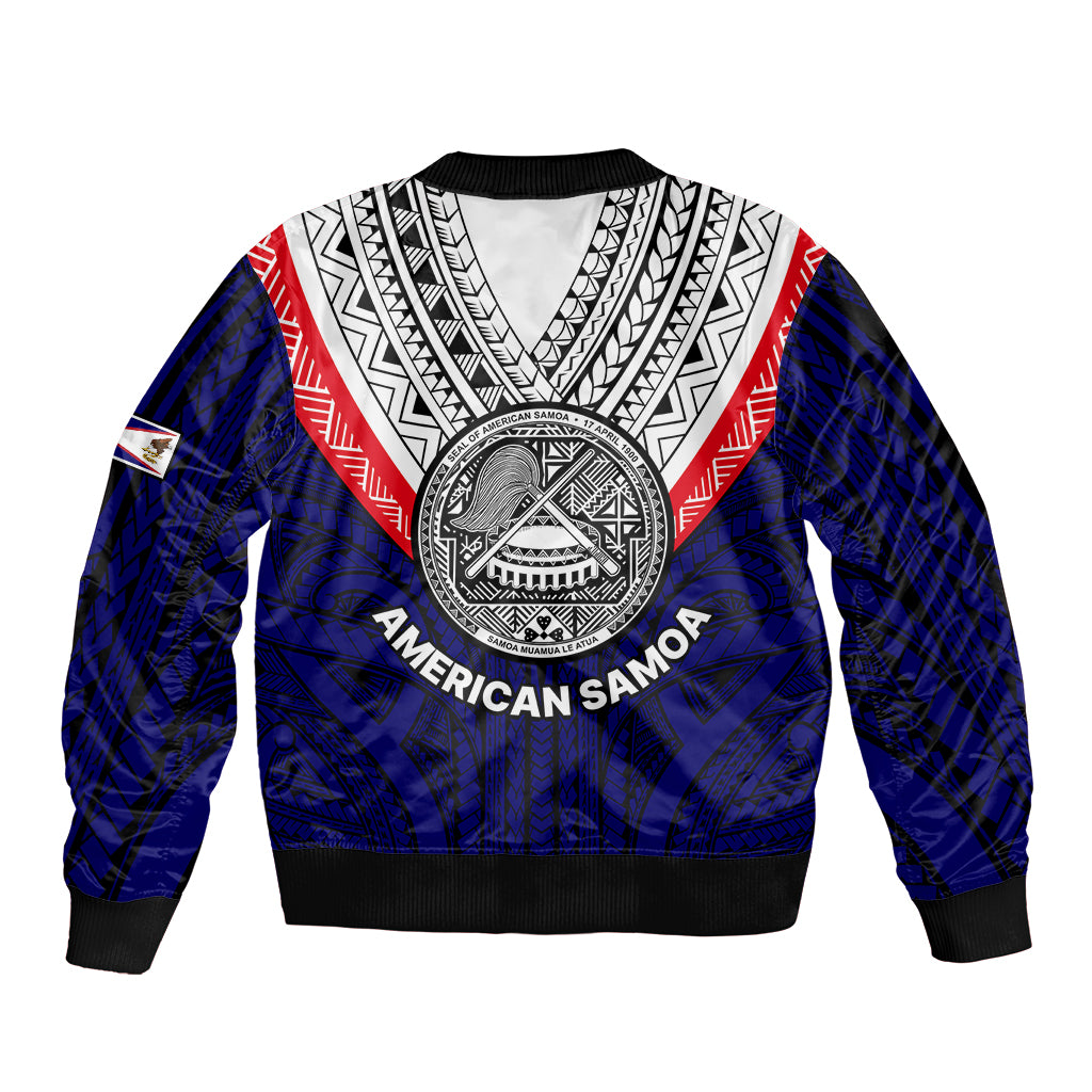American Samoa Bomber Jacket Bald Eagle with Polynesian Pattern LT9 - Polynesian Pride