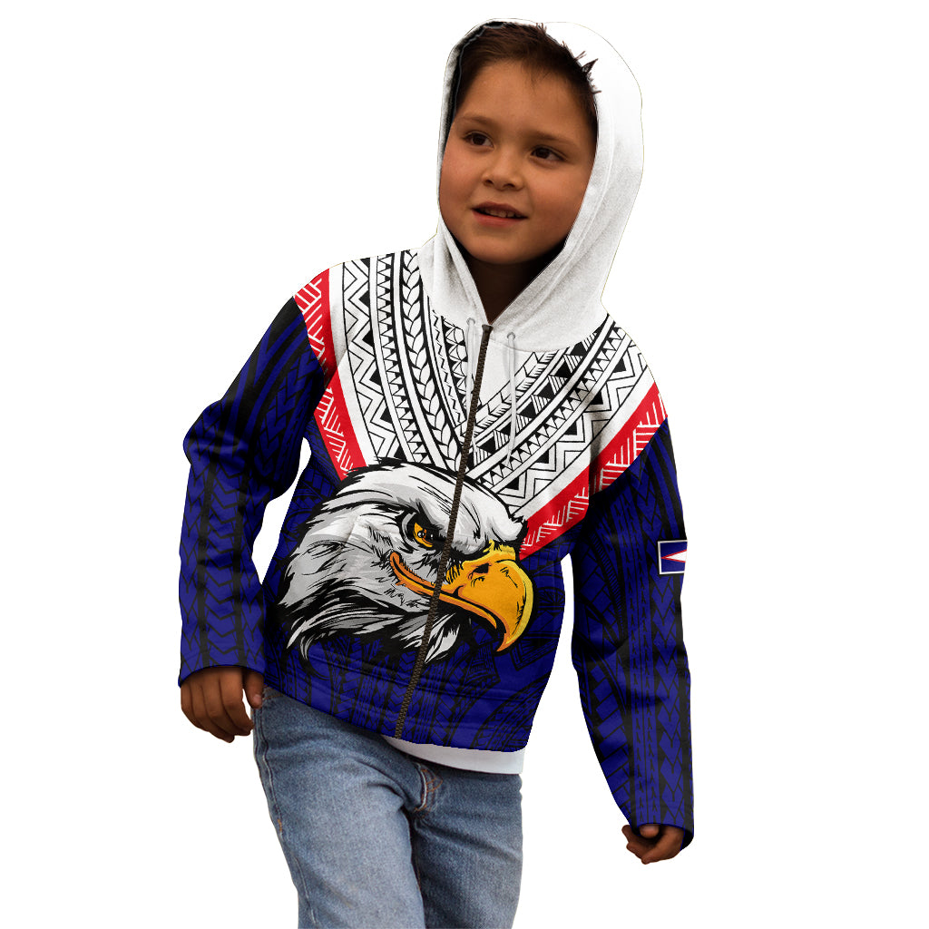 American Samoa Kid Hoodie Bald Eagle with Polynesian Pattern LT9 - Polynesian Pride