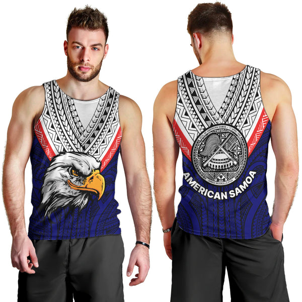 American Samoa Men Tank Top Bald Eagle with Polynesian Pattern LT9