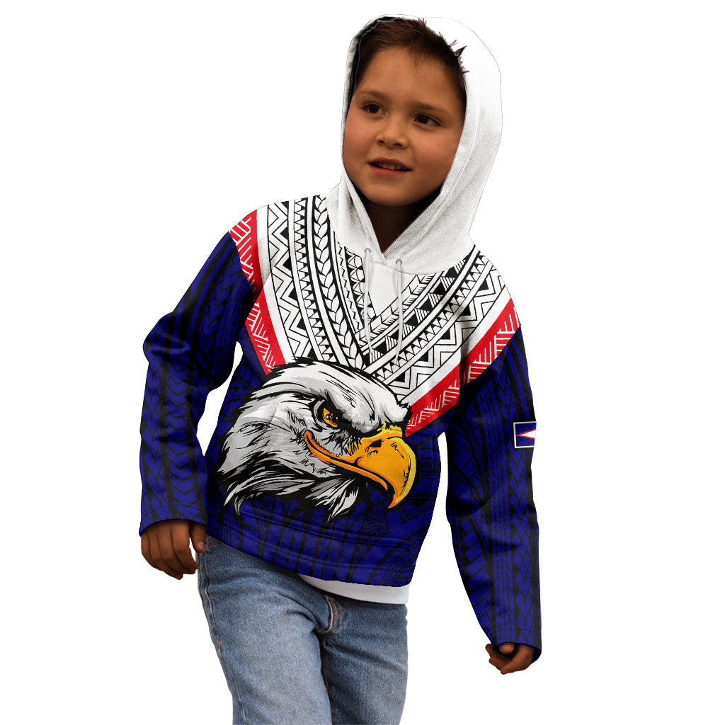 (Custom Personalised) American Samoa Kid Hoodie Bald Eagle with Polynesian Pattern LT9 - Polynesian Pride