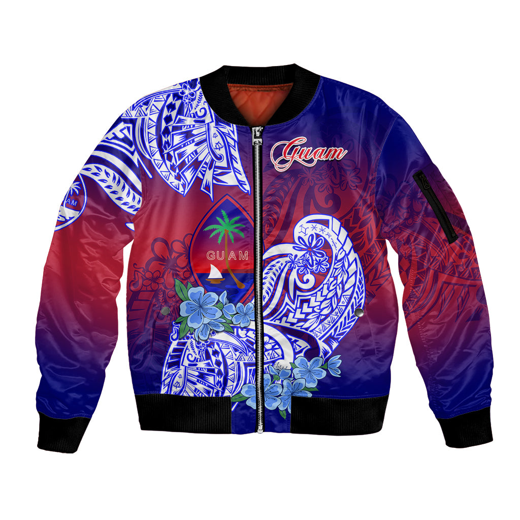 Guam Sleeve Zip Bomber Jacket Polynesian Floral Tribal LT9 Unisex Gradient - Polynesian Pride