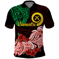 Vanuatu Polo Shirt Polynesian Floral Tribal LT9 Black - Polynesian Pride