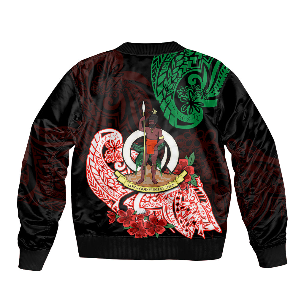 Vanuatu Sleeve Zip Bomber Jacket Polynesian Floral Tribal LT9 - Polynesian Pride
