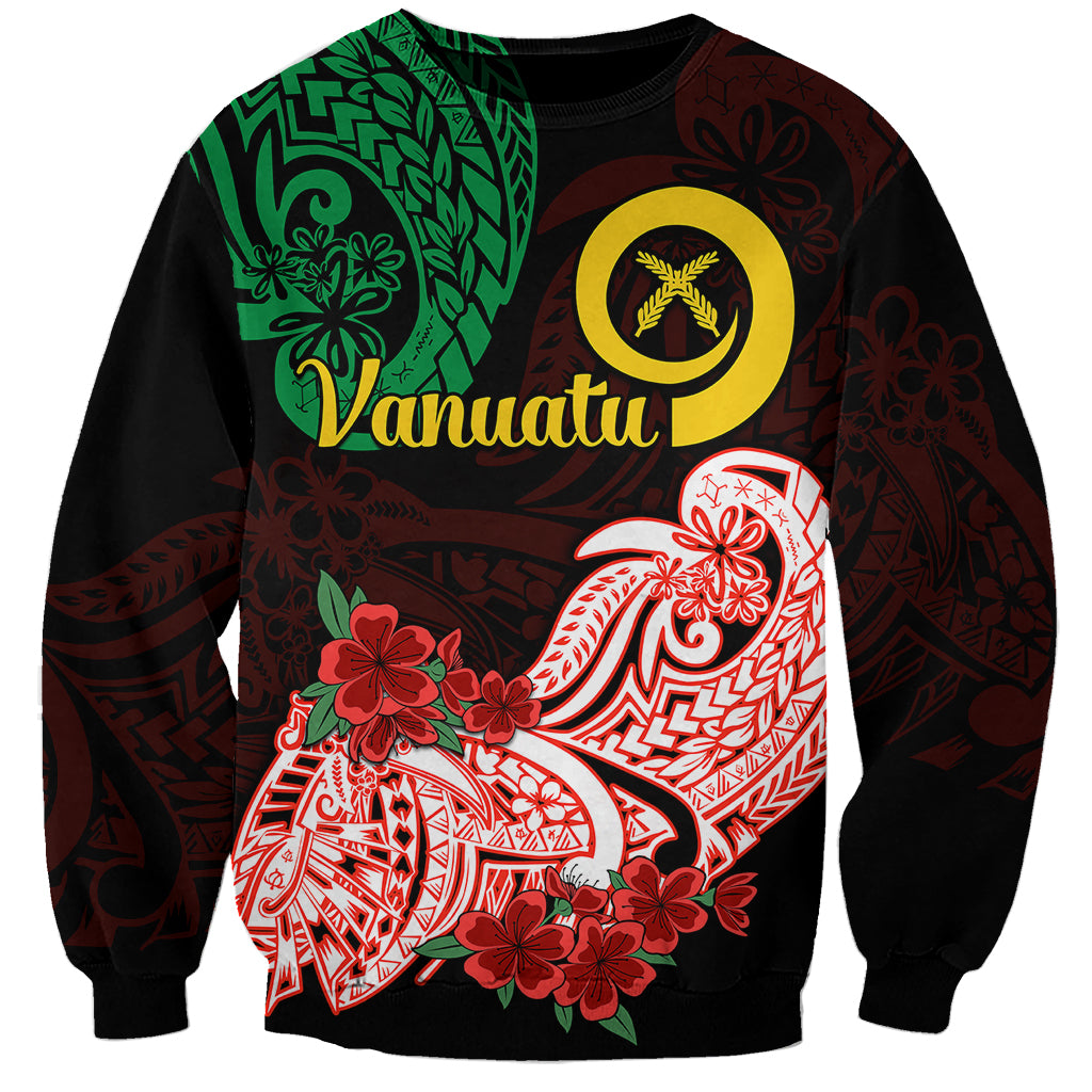 Vanuatu Sweatshirt Polynesian Floral Tribal LT9 Unisex Black - Polynesian Pride