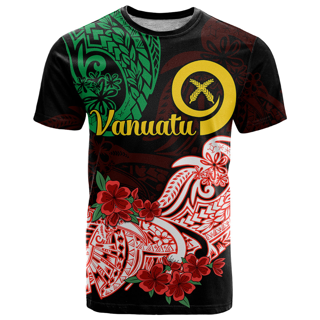 Vanuatu T Shirt Polynesian Floral Tribal LT9 Black - Polynesian Pride