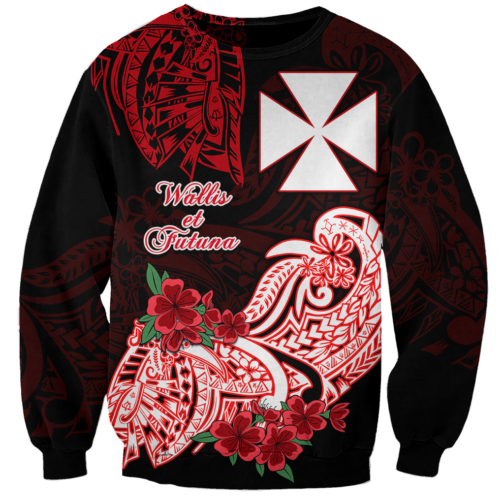 Wallis et Futuna Sweatshirt Polynesian Floral Tribal LT9 Unisex Black - Polynesian Pride