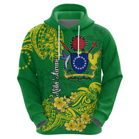 Cook Island Hoodie Polynesian Floral Tribal LT9 Zip Hoodie Green - Polynesian Pride