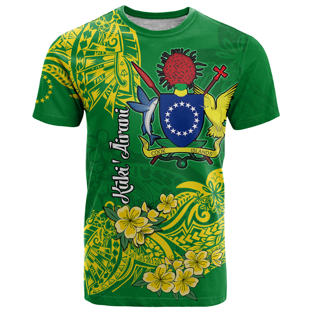 Cook Island T Shirt Polynesian Floral Tribal LT9 Green - Polynesian Pride