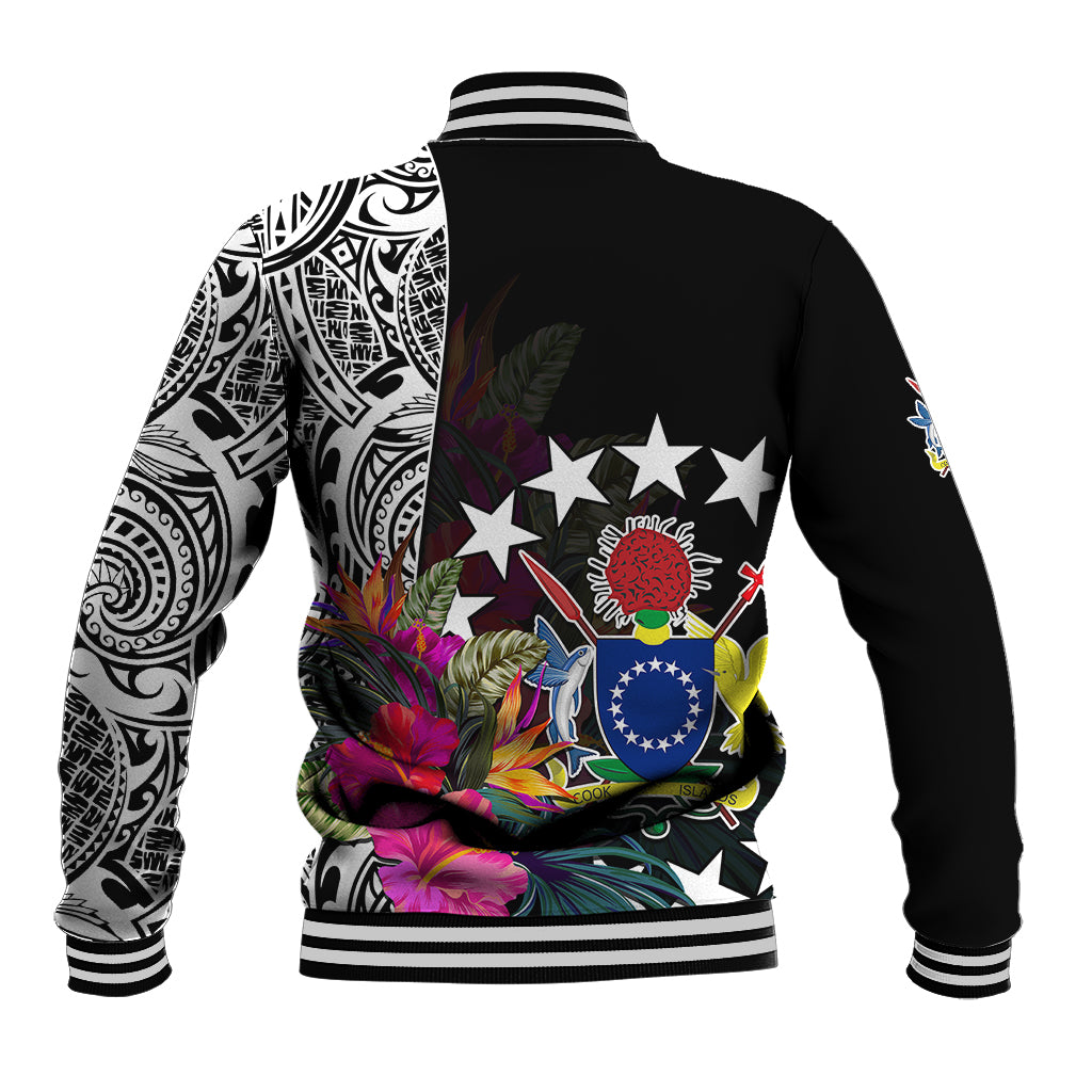 Cook Island Baseball Jacket Tribal Polynesian and Tropical Flowers LT9 - Polynesian Pride