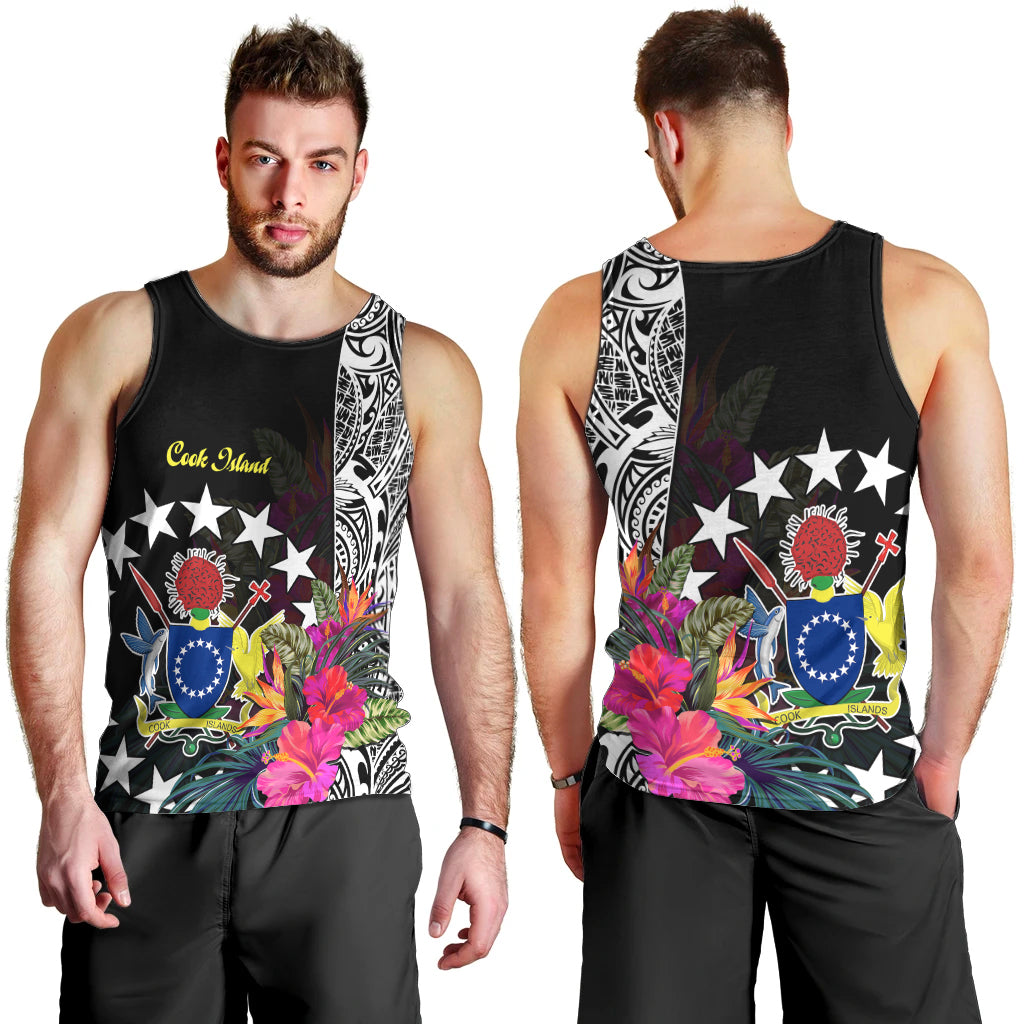 Cook Island Men Tank Top Tribal Polynesian and Tropical Flowers LT9 - Polynesian Pride