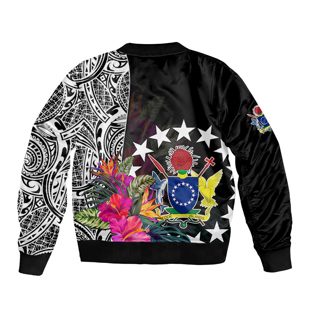 Cook Island Sleeve Zip Bomber Jacket Tribal Polynesian and Tropical Flowers LT9 - Polynesian Pride