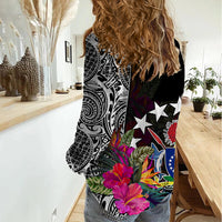 (Custom Personalised) Cook Island Women Casual Shirt Tribal Polynesian and Tropical Flowers LT9 - Polynesian Pride