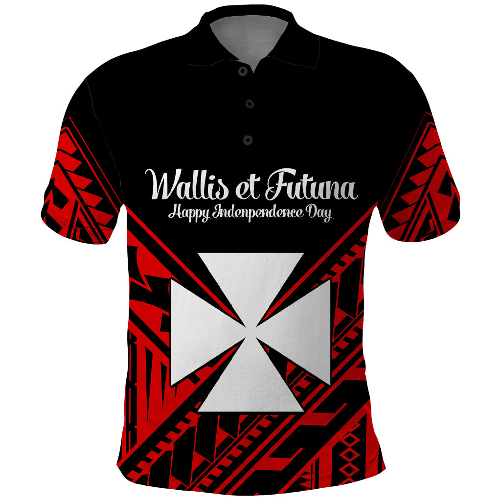 Wallis et Futuna Polo Shirt Happy Independence Day LT9 Red - Polynesian Pride