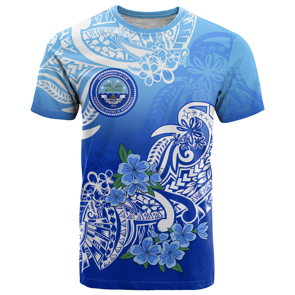 Federated States of Micronesia T Shirt Polynesian Floral Tribal LT9 Blue - Polynesian Pride