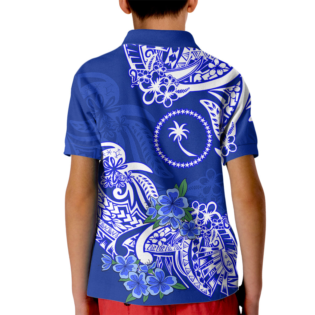 FSM Chuuk State Kid Polo Shirt Polynesian Floral Tribal LT9 - Polynesian Pride
