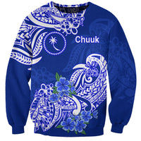 FSM Chuuk State Sweatshirt Polynesian Floral Tribal LT9 Unisex Blue - Polynesian Pride