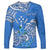 (Custom Personalised) FSM Kosrae State Long Sleeve Shirt Polynesian Floral Tribal LT9 Unisex Blue - Polynesian Pride