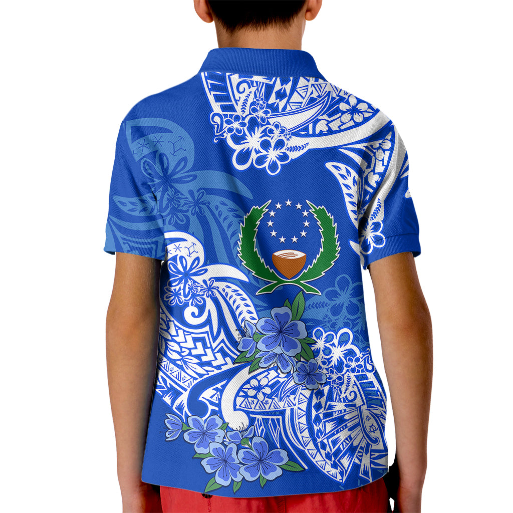FSM Pohnpei State Kid Polo Shirt Polynesian Floral Tribal LT9 - Polynesian Pride