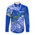 (Custom Personalised) FSM Pohnpei State Long Sleeve Button Shirt Polynesian Floral Tribal LT9 Unisex Blue - Polynesian Pride