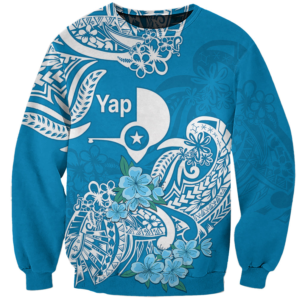 FSM Yap State Sweatshirt Polynesian Floral Tribal LT9 Unisex Blue - Polynesian Pride