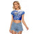 (Custom Personalised) Northern Mariana Islands Raglan Cropped T Shirt Polynesian Floral Tribal LT9 Female Blue - Polynesian Pride